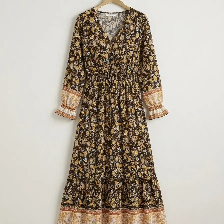 Vestido Maxi "Boho-Chic" – Estampado Floral Vintage Talla L's photo #1