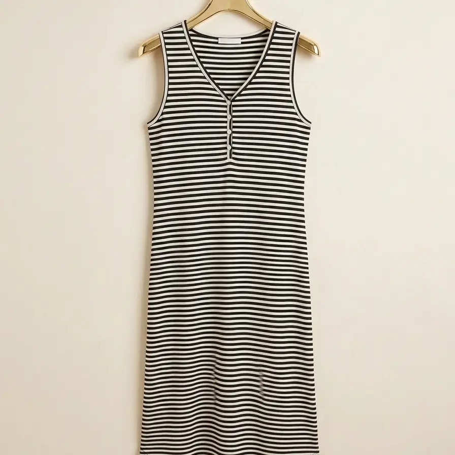 Vestido Largo "Ever-Stripe" – Comodidad y Estilo Atemporal Talla M's photo #1
