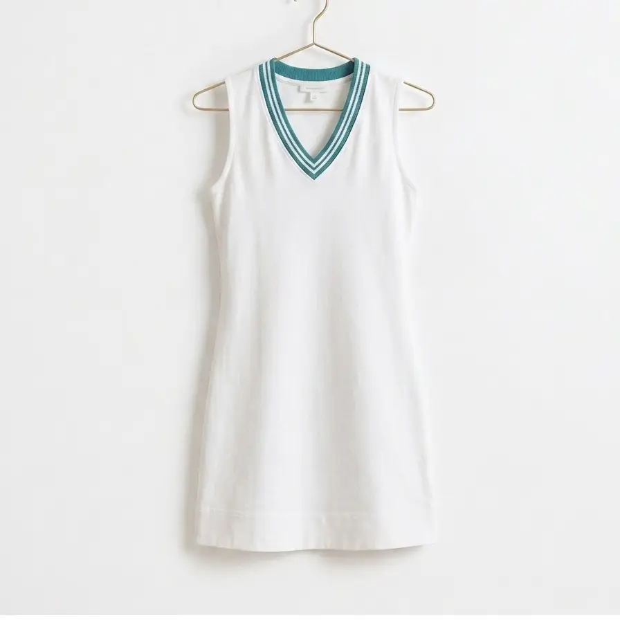 Vestido Sport-Chic "Match Point" – Blanco Minimalista Talla M's photo #1