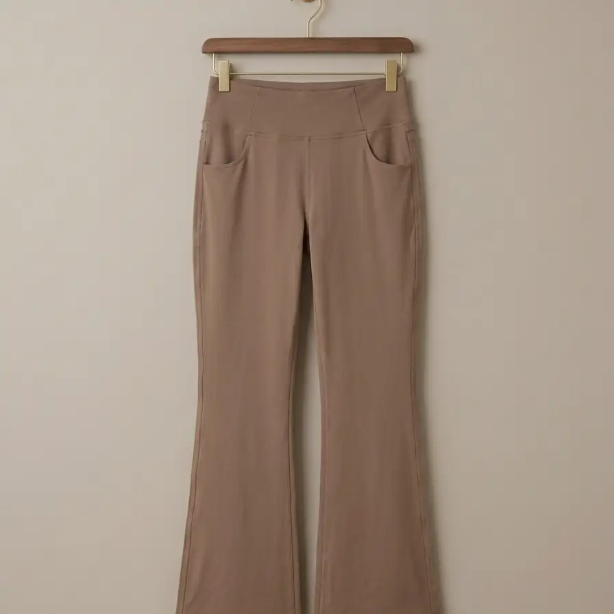 Pantalón Flare de Yoga y Tiempo Libre - Marrón Taupe Talla XL's photo #1