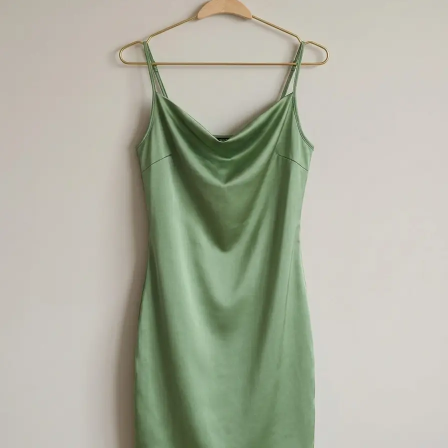 Vestido xxxiticat de Satén Verde Salvia con Cuello Capucha (Talla XL)'s photo #1