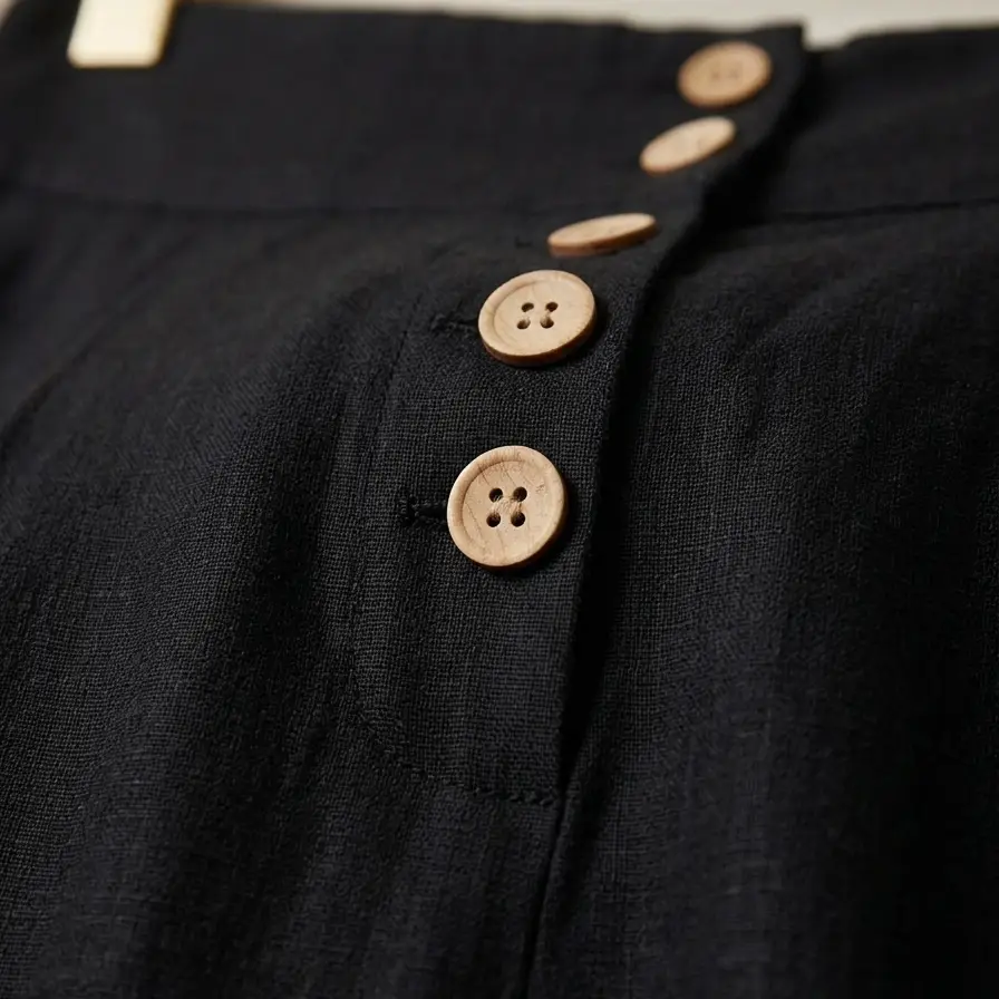 Pantalón Wide Leg con Botones Frontales - Elegancia y Confort Talla M's photo #1