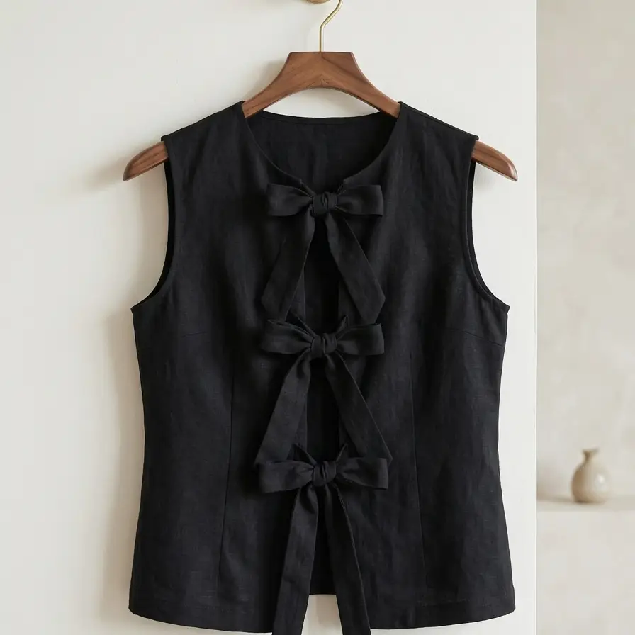 Chaleco "Bella Bow" – Elegancia Minimalista con Detalles de Autor Talla S's photo #1