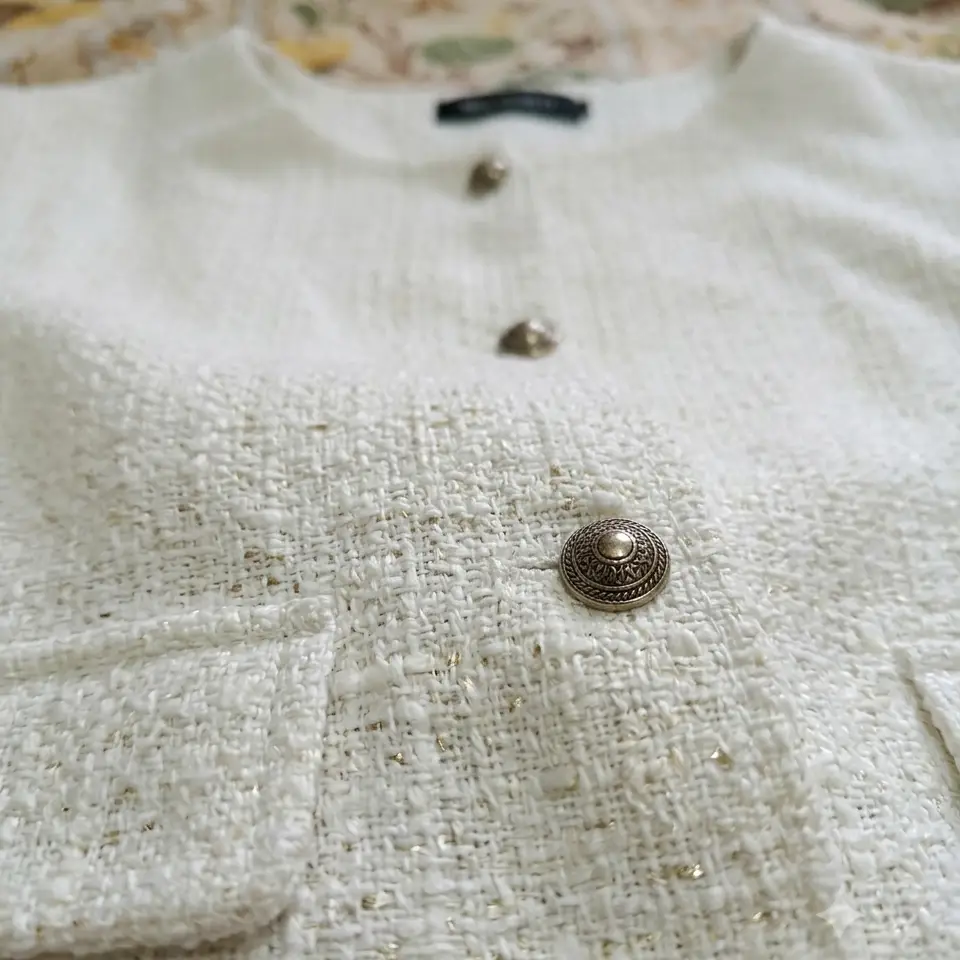 Chaqueta Estilo Tweed MEROKEETY - Elegancia Clásica Talla M's photo #1