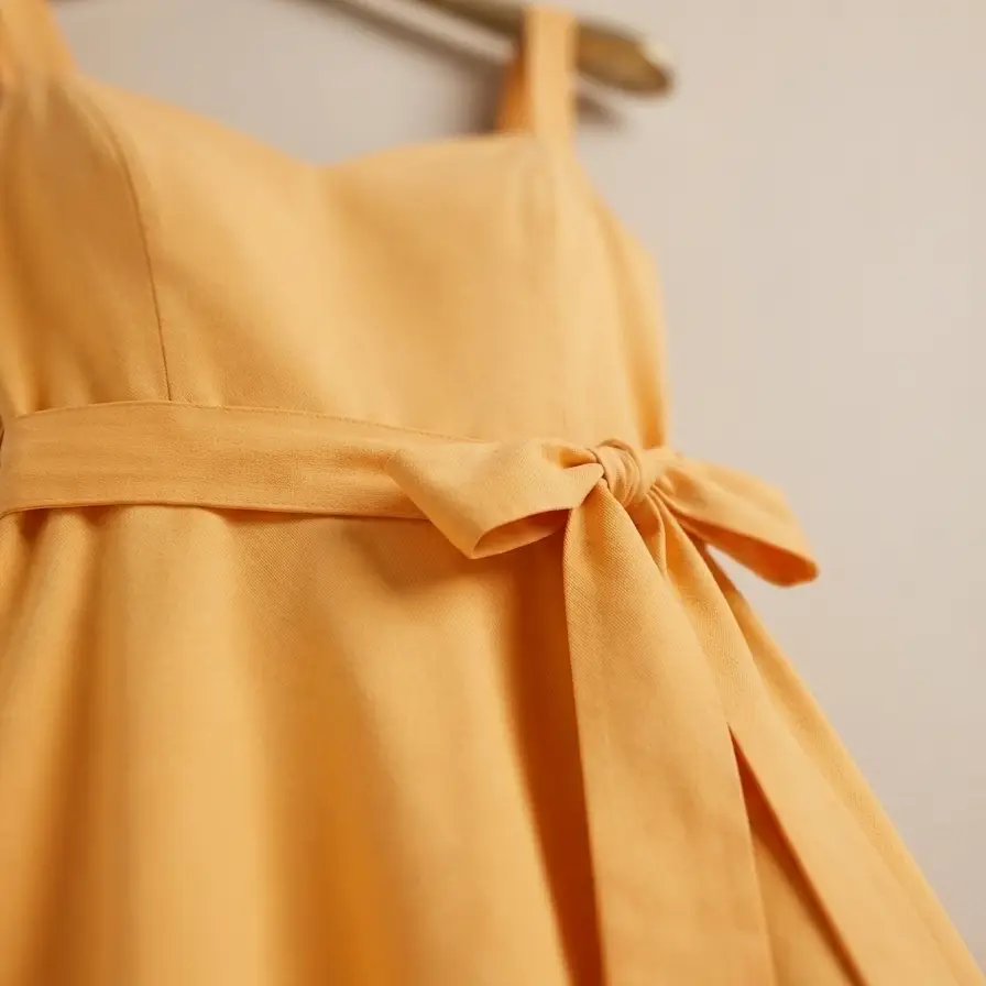 Vestido Midi Amarilo Brillante con Lazada - Elegancia Radiante para Cualquier Evento's photo #1