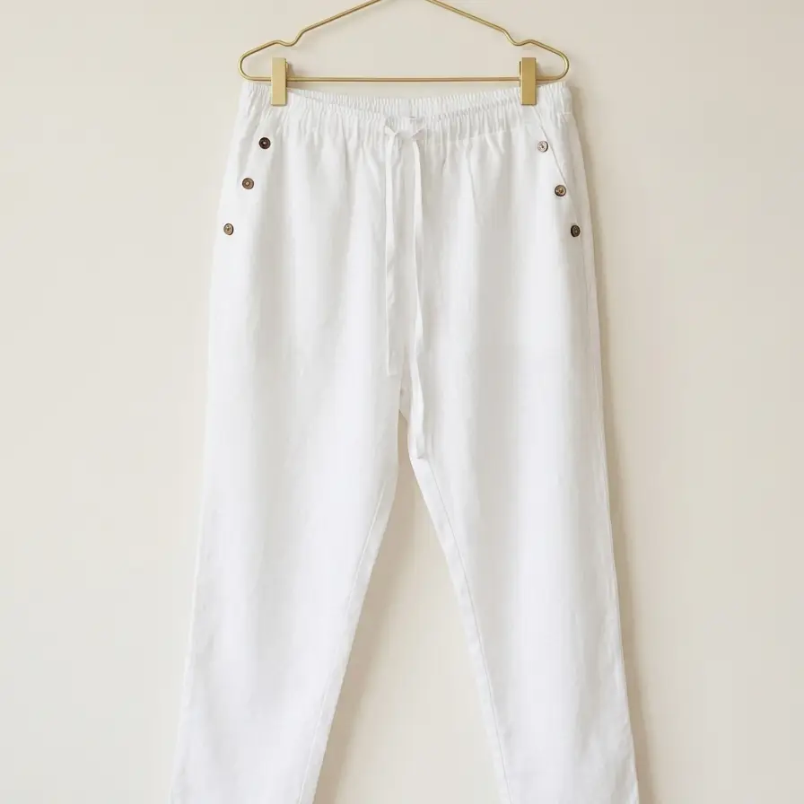 Pantalón Culotte "Blanco Algodón" con Detalles de Botones's photo #1