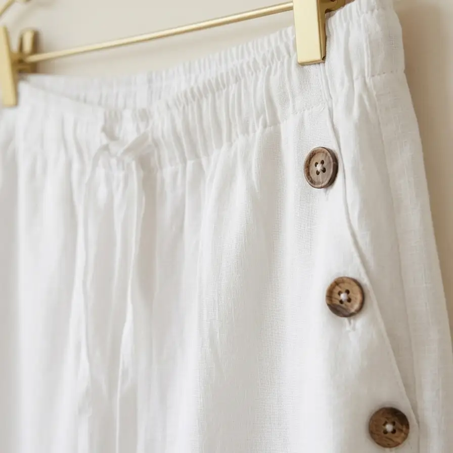 Pantalón Culotte "Blanco Algodón" con Detalles de Botones's photo #1