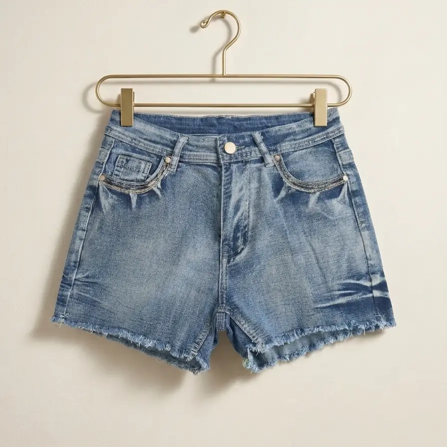 Shorts de Mezclilla Estilo Boho-Chic con Bordado Talla M's photo #1