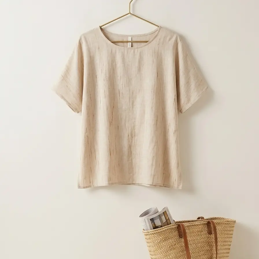Blusa de Lino en Tono Arena - Estilo Minimalista One Size's photo #1