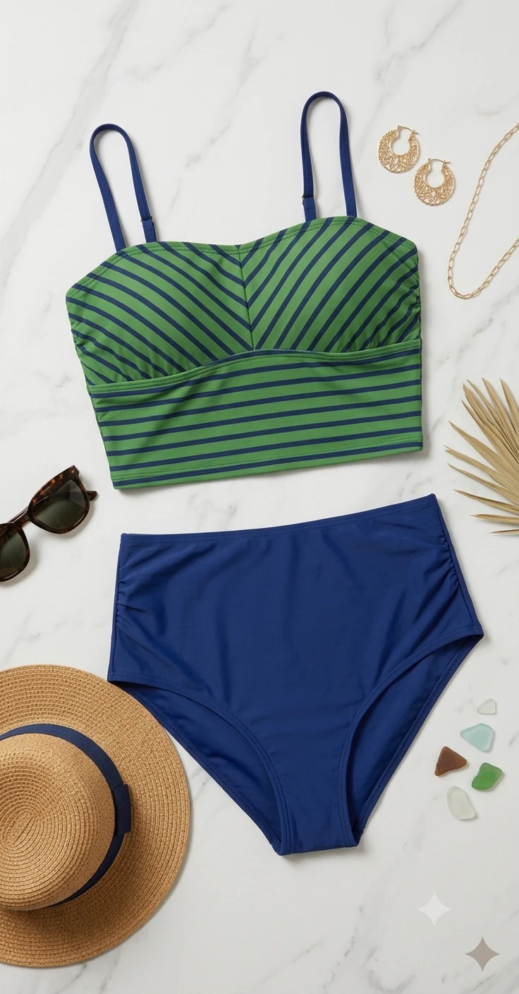 Bikini High-Waist Stripes & Navy – Talla M's foto | Luni Shop |  BizneCubano