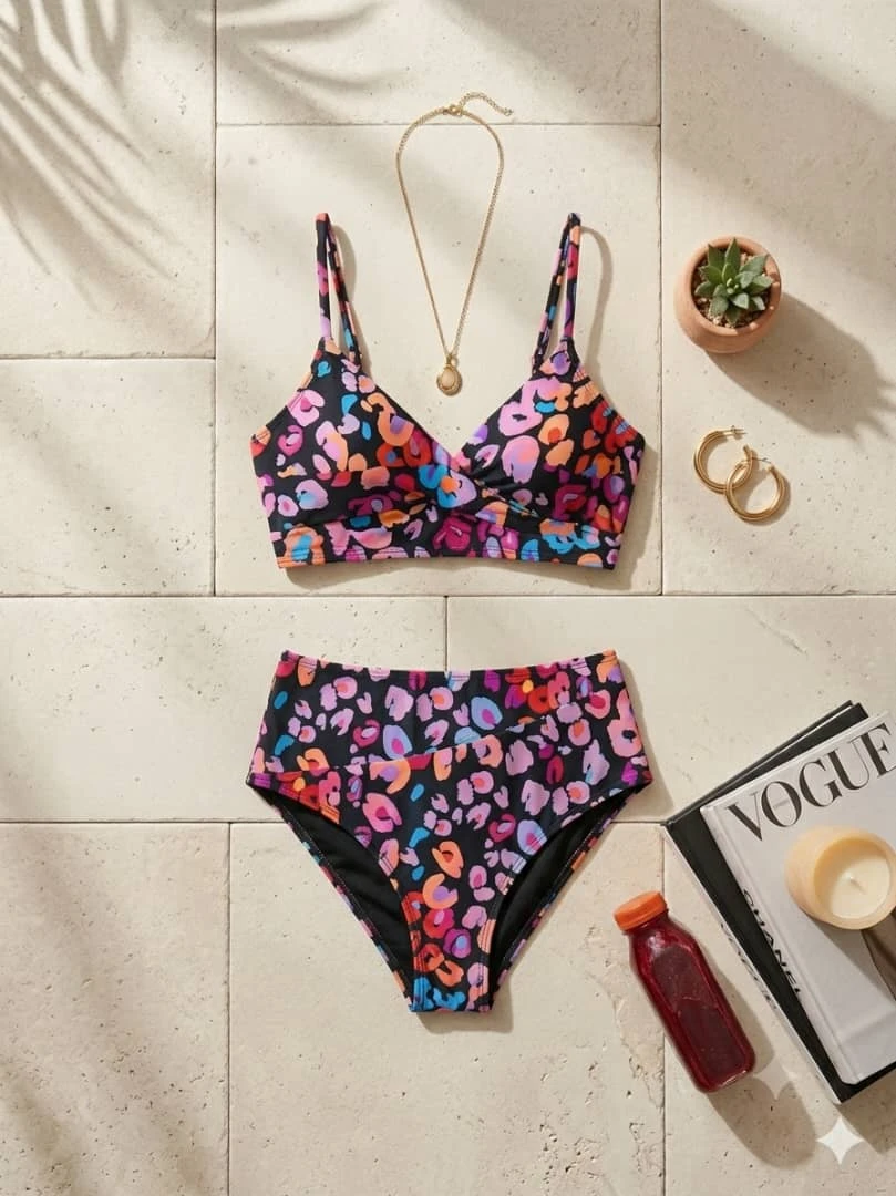 Bikini "Neon Leopard" – Estampado Animal Multicolor S's foto | Luni Shop |  BizneCubano