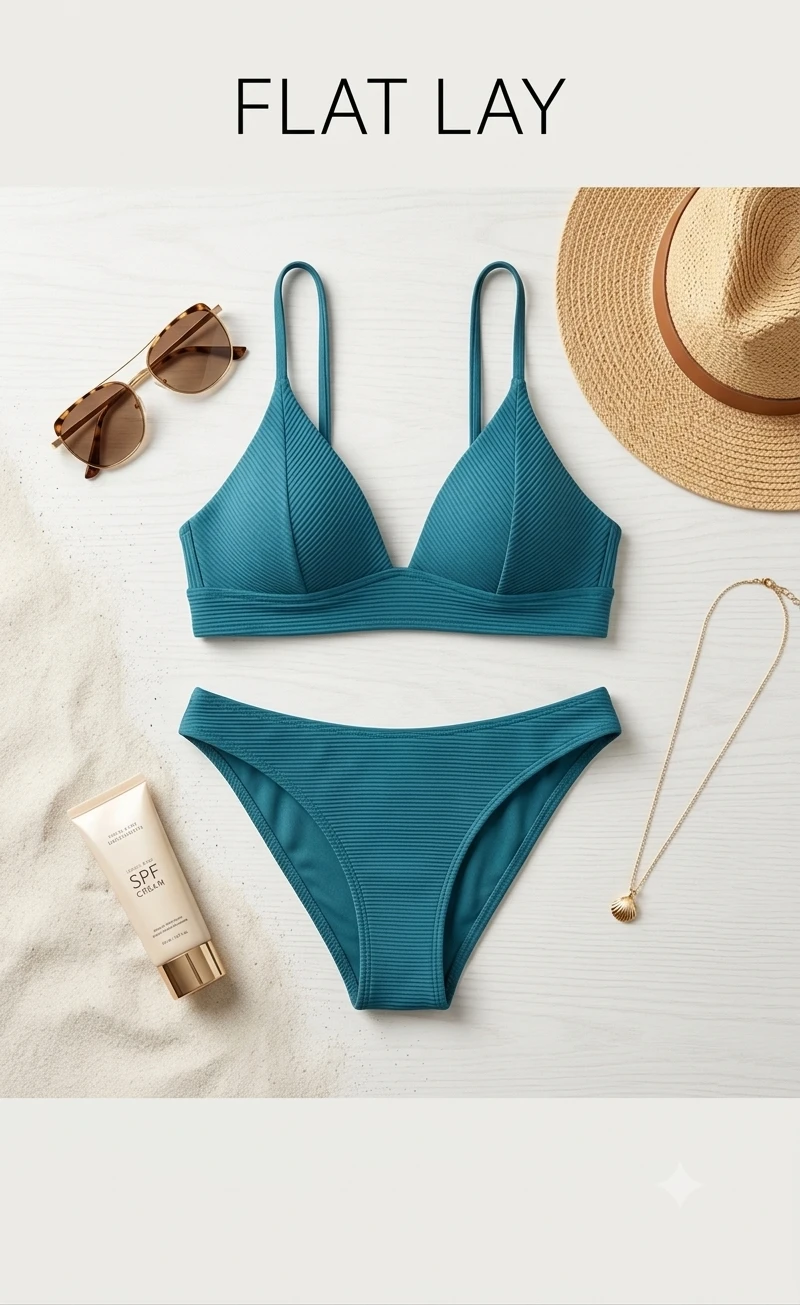 Bikini Top Triángulo Texturizado – Azul Océano M's foto | Luni Shop |  BizneCubano