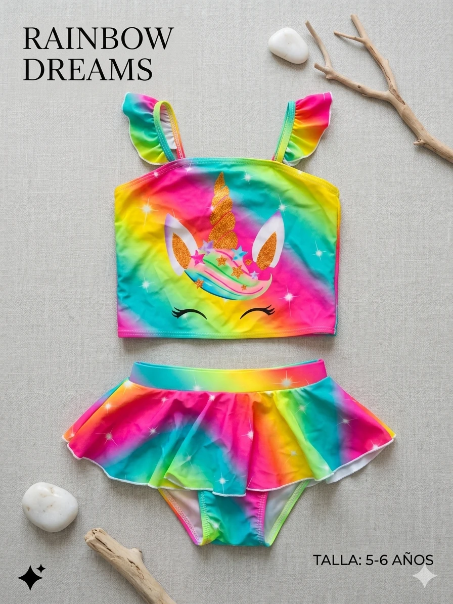 Conjunto de Baño Dos Piezas "Rainbow Dreams" | Edición Unicornio Mágico 5-6años's foto | Luni Shop |  BizneCubano