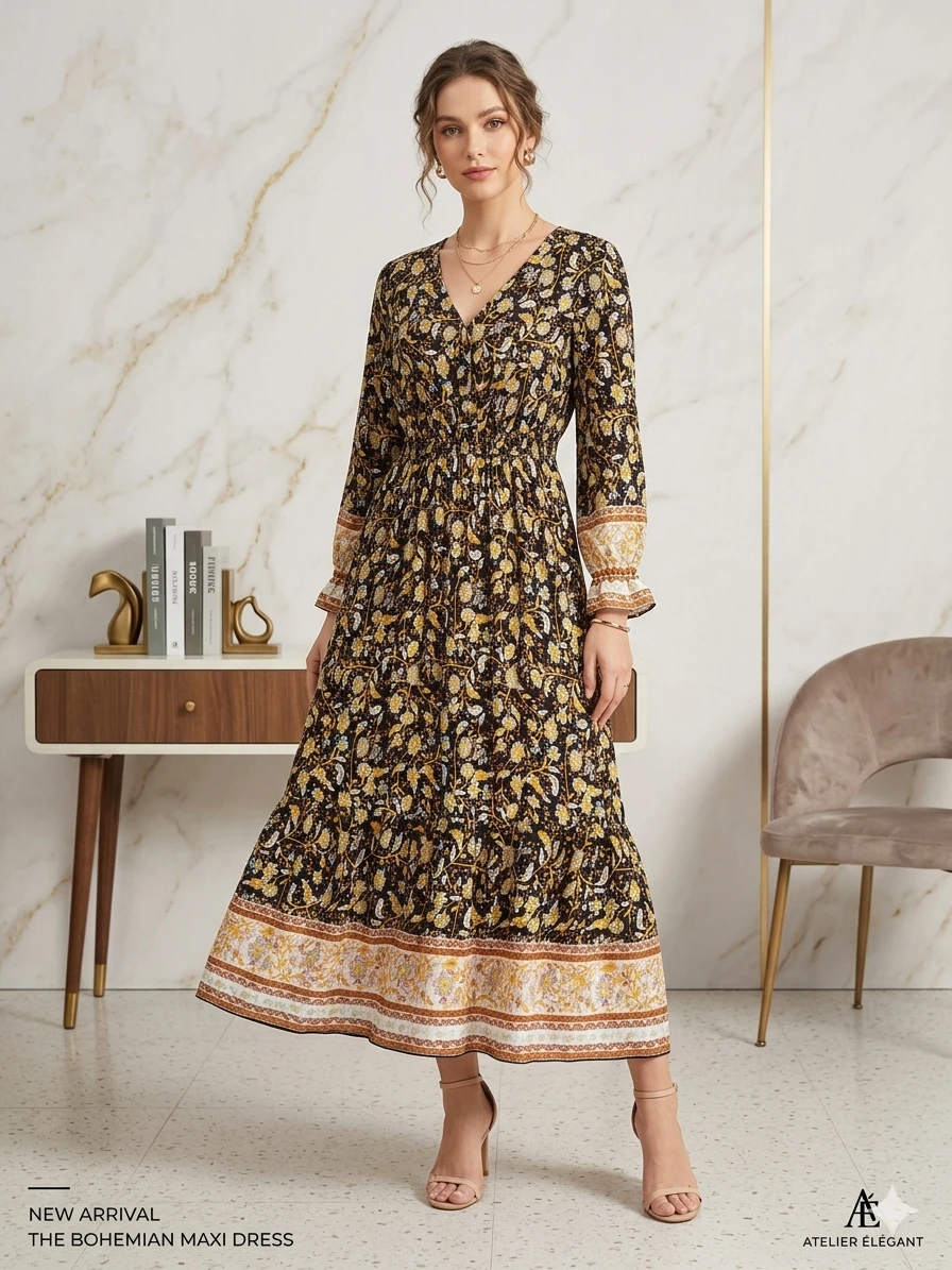 Vestido Maxi "Boho-Chic" – Estampado Floral Vintage Talla L's foto | Luni Shop |  BizneCubano