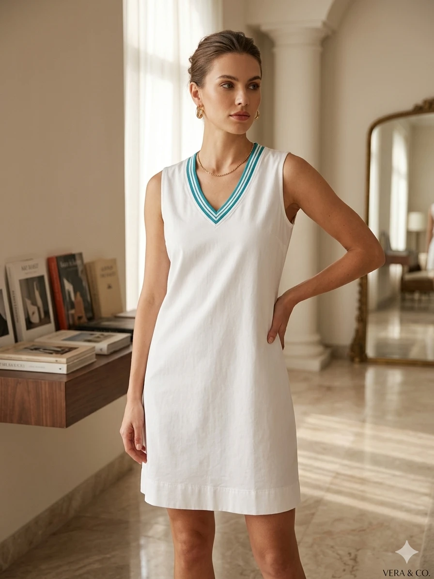 Vestido Sport-Chic "Match Point" – Blanco Minimalista Talla M's foto | Luni Shop |  BizneCubano