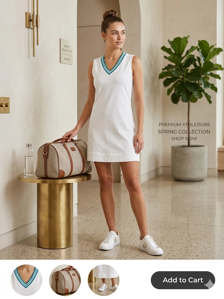 Vestido Sport-Chic "Match Point" – Blanco Minimalista Talla M's foto | Luni Shop |  BizneCubano