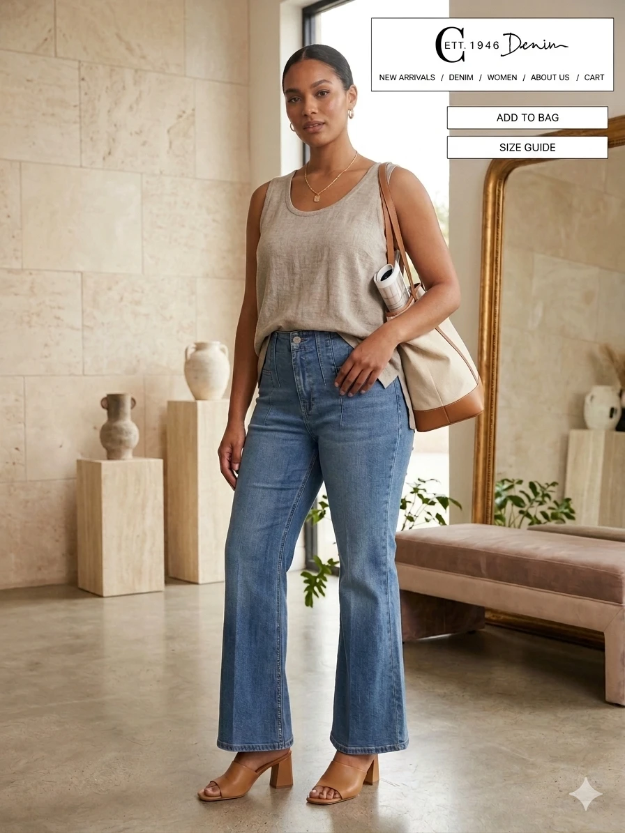 Vaqueros Flare de Tiro Alto con Detalle de Costuras CATO EST. 1946 Denim Talla 14's foto | Luni Shop |  BizneCubano