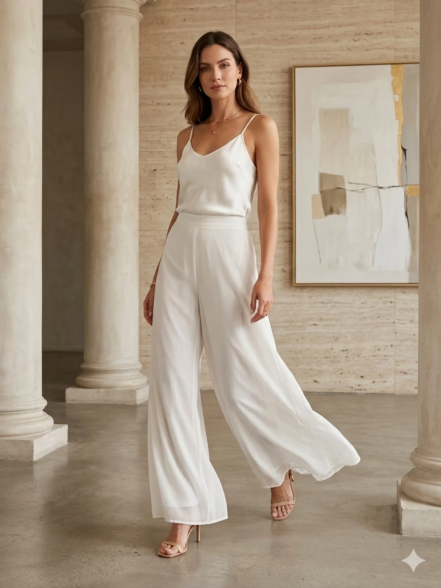 Pantalón Palazzo de Tiro Alto – Elegancia Fluida Talla M/L's foto | Luni Shop |  BizneCubano