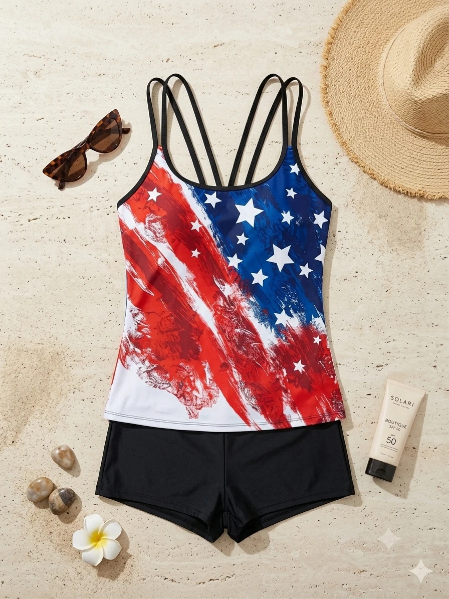 Tankini deportivo con short: Estilo USA Talla XL's foto | Luni Shop |  BizneCubano